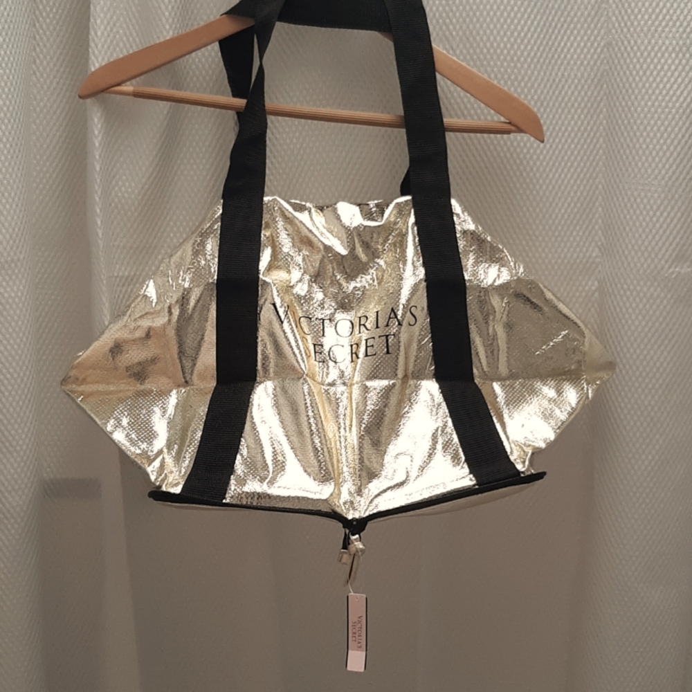 New Victoria's Secret gold & black fold up weekend/tote bag